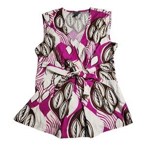 Ann Taylor Sleeveless Blouse Sz 2P Floral Casual Career Office Going Out Preppy